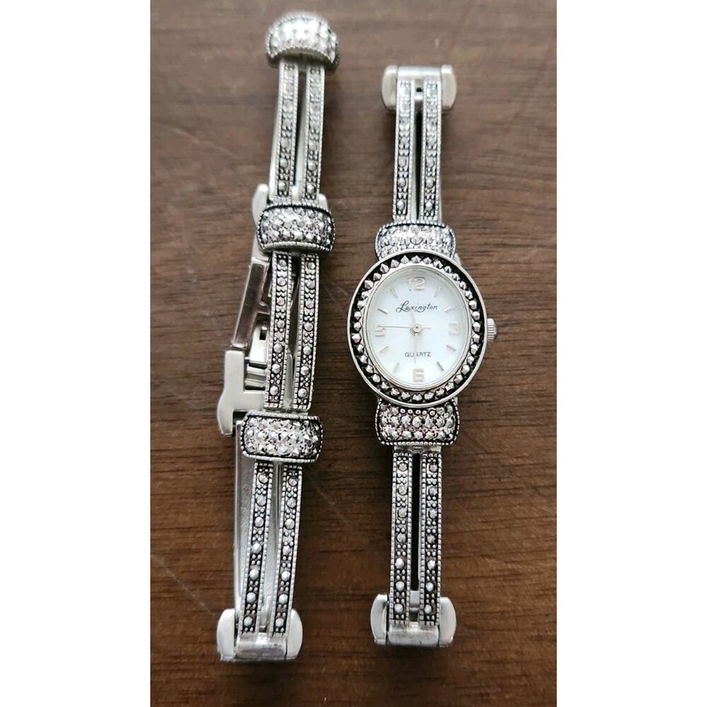 silver-tone Lexington women's quartz watch W/ crystal-accented bezel Bracelet